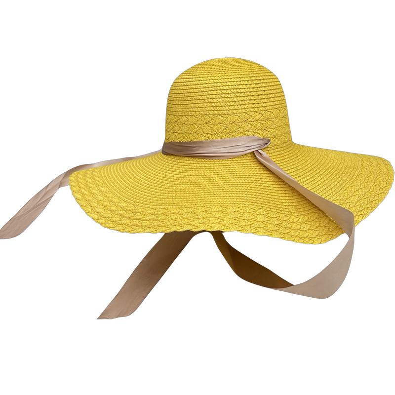 Ladies Packable Straw Floppy Sun Hat