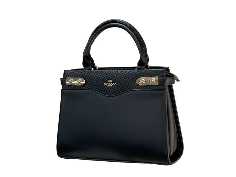 BAGCO Luxe Executive Black Structured Handbag