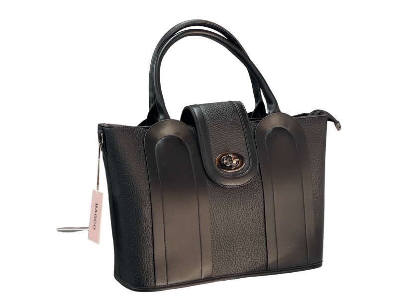 Elegant Black Structured BAGCO Tote Handbag  Timeless Style, Everyday Function