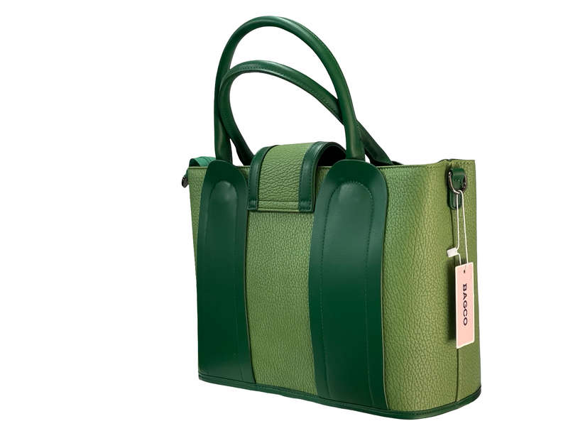 Elegant Green Structured BAGCO Tote Handbag  Timeless Style, Everyday Function