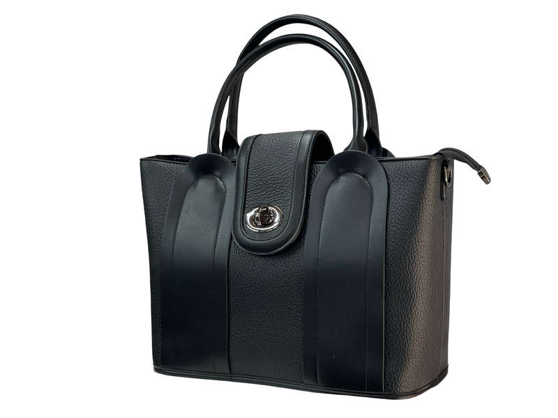 Elegant Black Structured BAGCO Tote Handbag  Timeless Style, Everyday Function