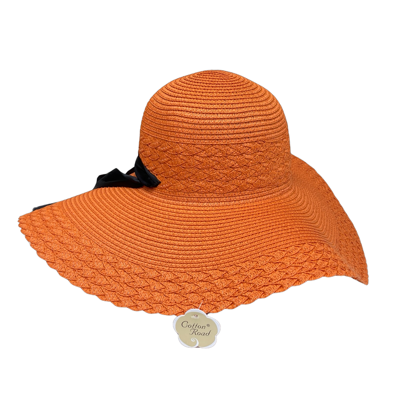 Ladies Packable Straw Floppy Sun Hat