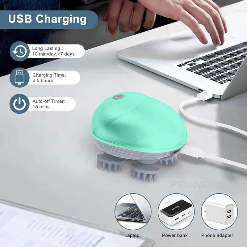 Electric Scalp Head Massager - Green