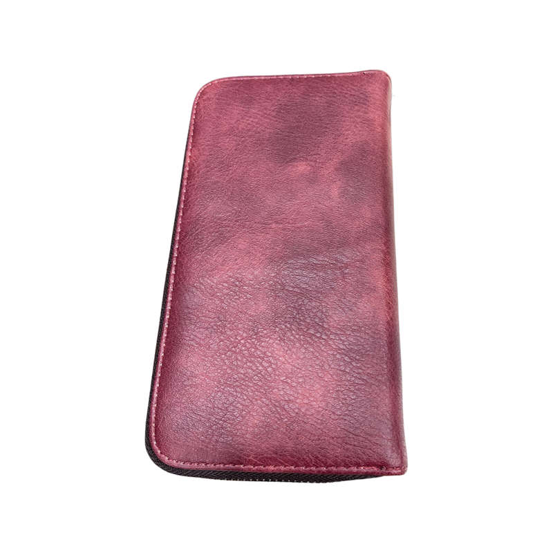 Plain Double Zipped Wallet - Red