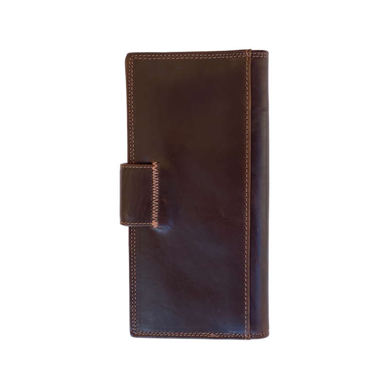 Genuine Leather Oil Wax Cowhide Men Long Bifold Wallet