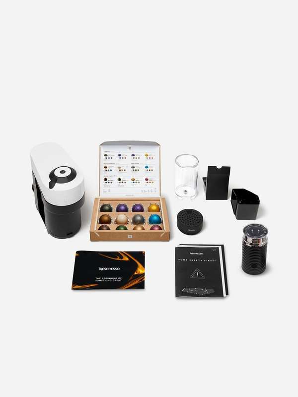 Nespresso Vertuo Pop Coconut White Bundle (includes Black milk frother)