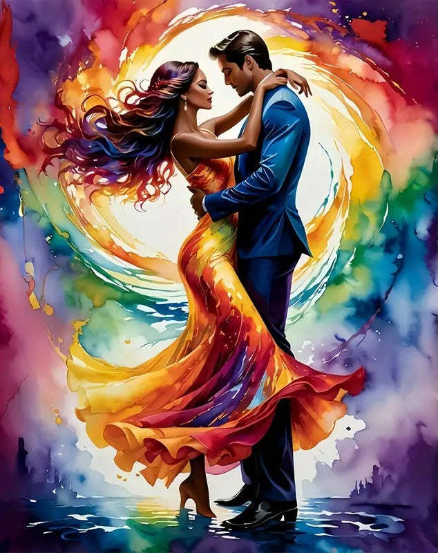 PAINT BY NUMBERS - Colourful dancing couple
