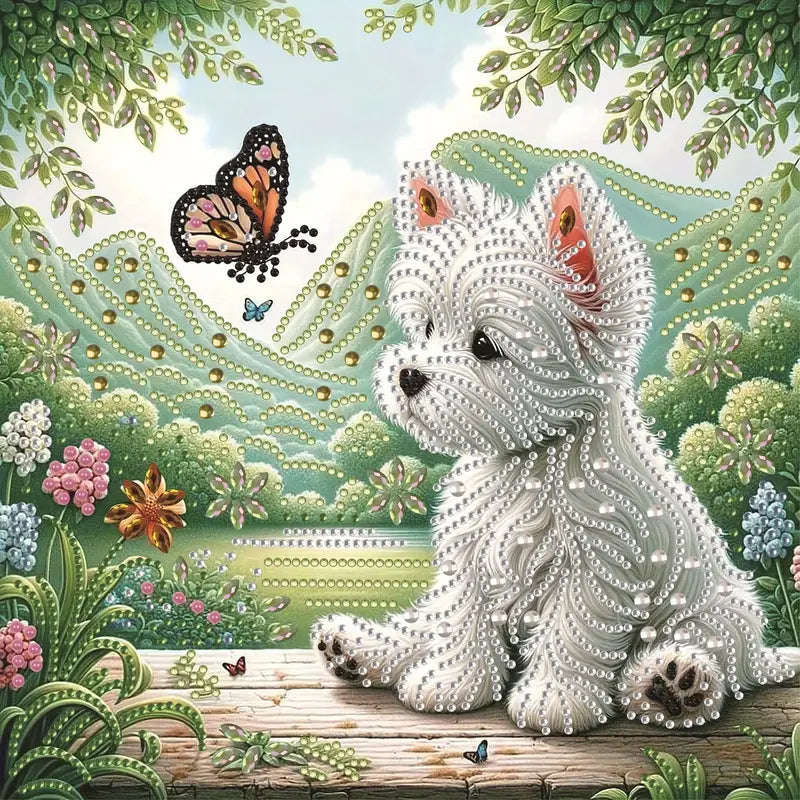 SPECIAL Cute white puppy 30x30cm