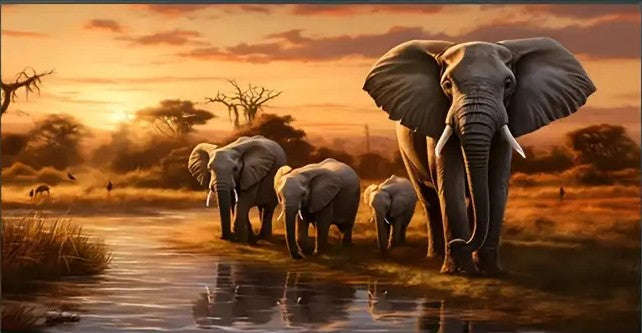 LARGE Elephants 40x70cm