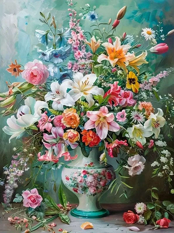 Colourful flowers in pot