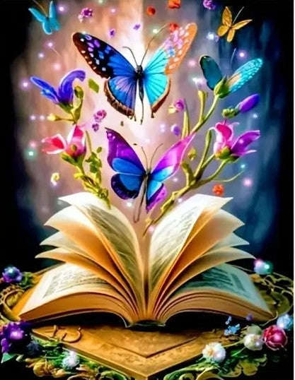 Butterflies out of open book