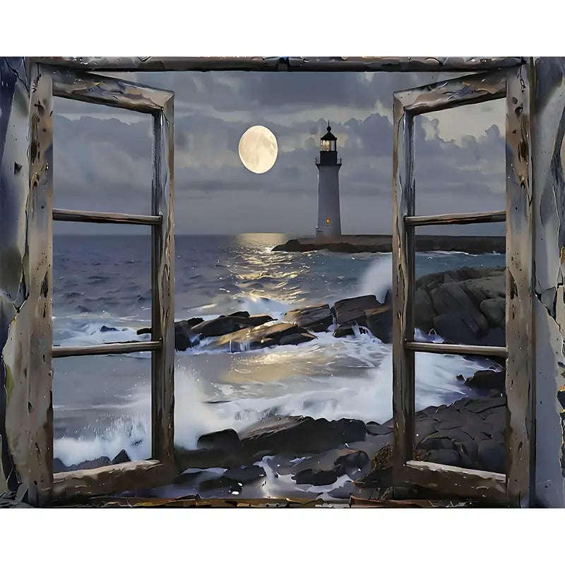 PAINT BY NUMBERS - Window view to lighthouse