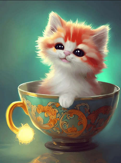 Kitten in teacup