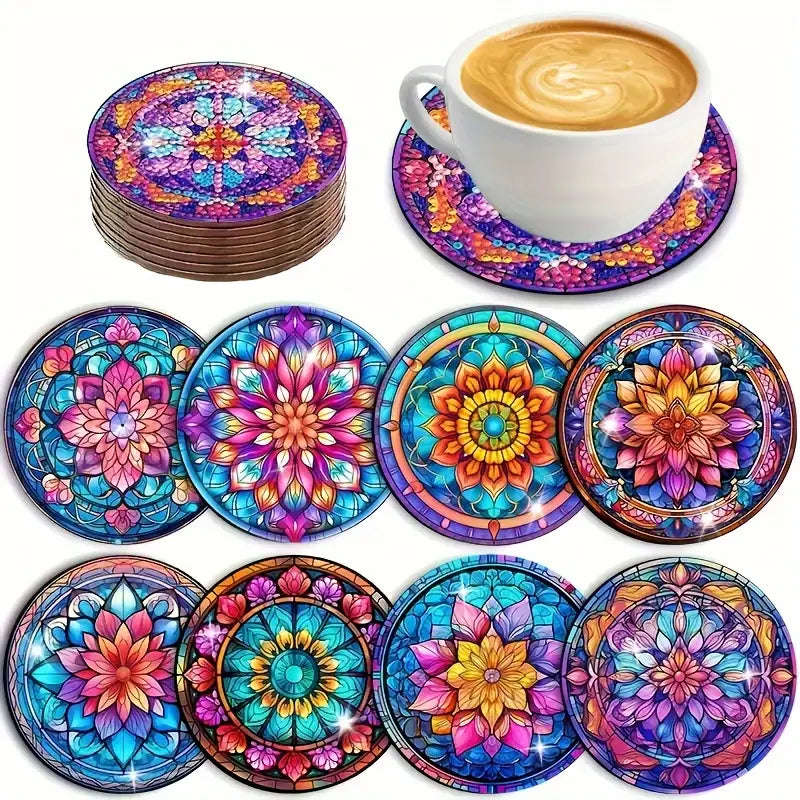 Coasters - Mandala Flowers (Set of 8)