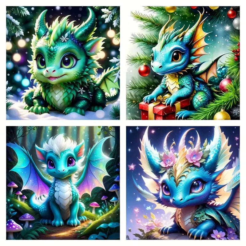 4- pack diamond paintings of dinosaurs