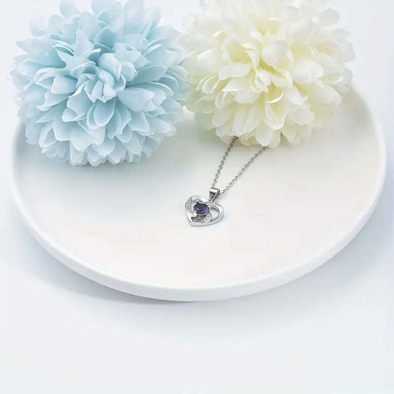 Elegant S925 Silver Heart-Shaped Cubic Zirconia Necklace