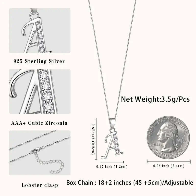 Aurora Tears Letter Necklace Initial 925 Sterling Silver