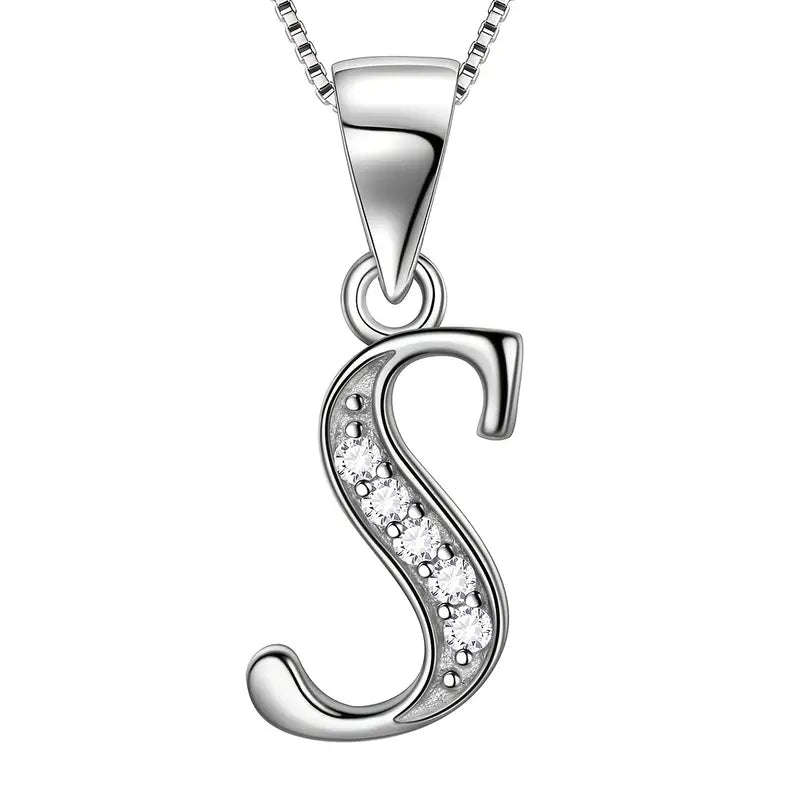 Aurora Tears Letter Necklace Initial 925 Sterling Silver