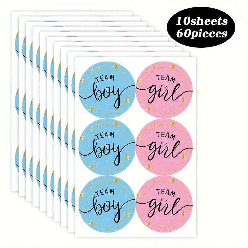 60pcs Gender Reveal Party Stickers