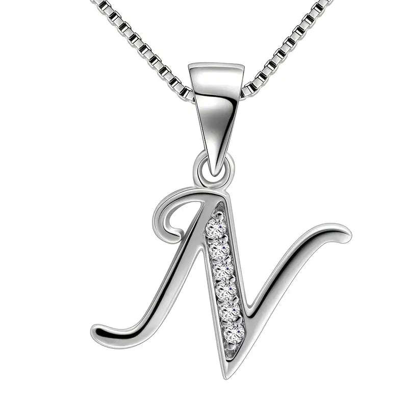 Aurora Tears Letter Necklace Initial 925 Sterling Silver