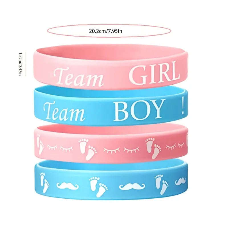 40-Pack Unisex Silicone Wristbands for Gender Reveal