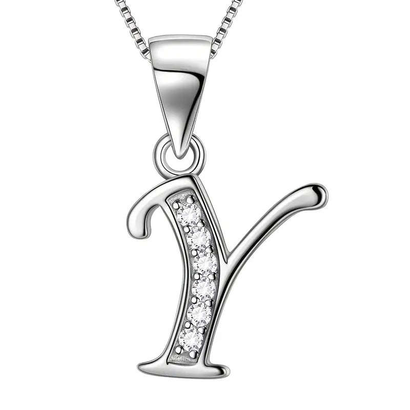 Aurora Tears Letter Necklace Initial 925 Sterling Silver