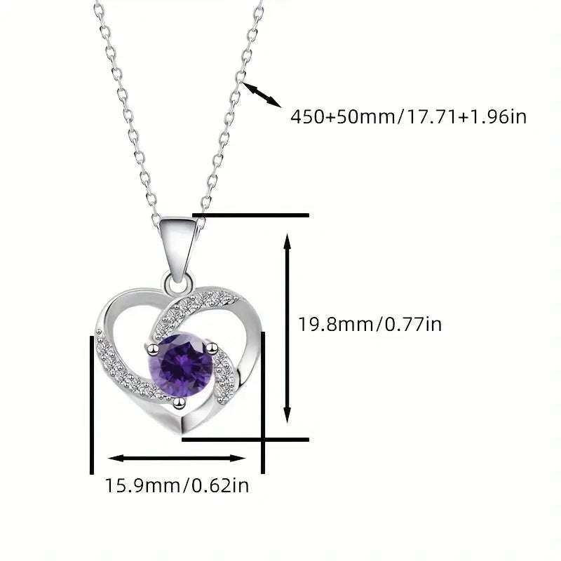 Elegant S925 Silver Heart-Shaped Cubic Zirconia Necklace