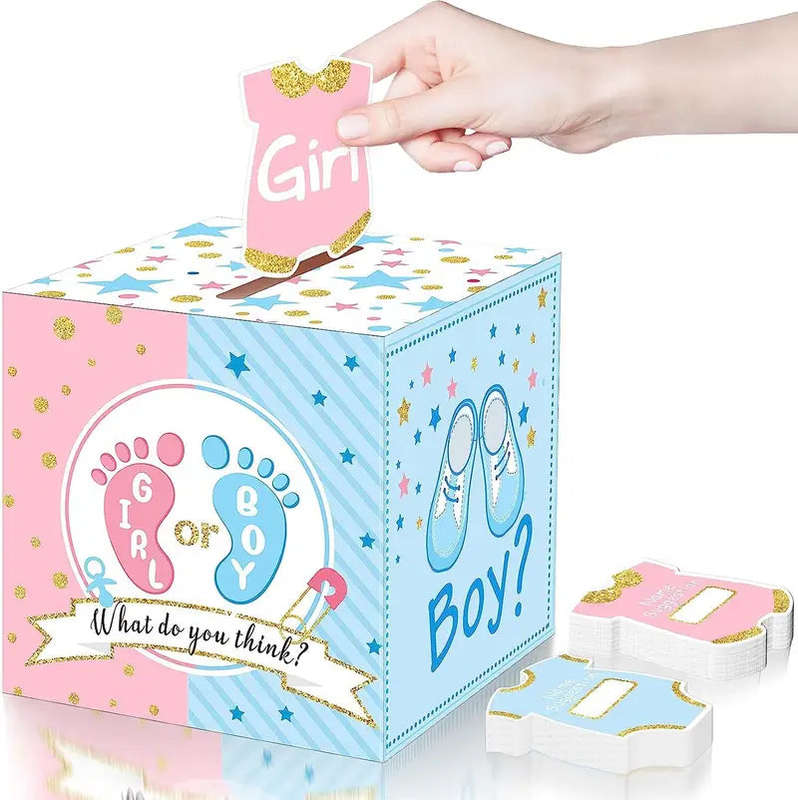 Gender Reveal Voting Box With 50 Pieces Ballot Cards