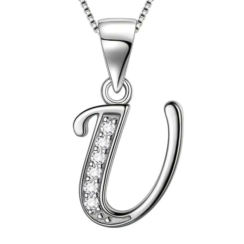 Aurora Tears Letter Necklace Initial 925 Sterling Silver