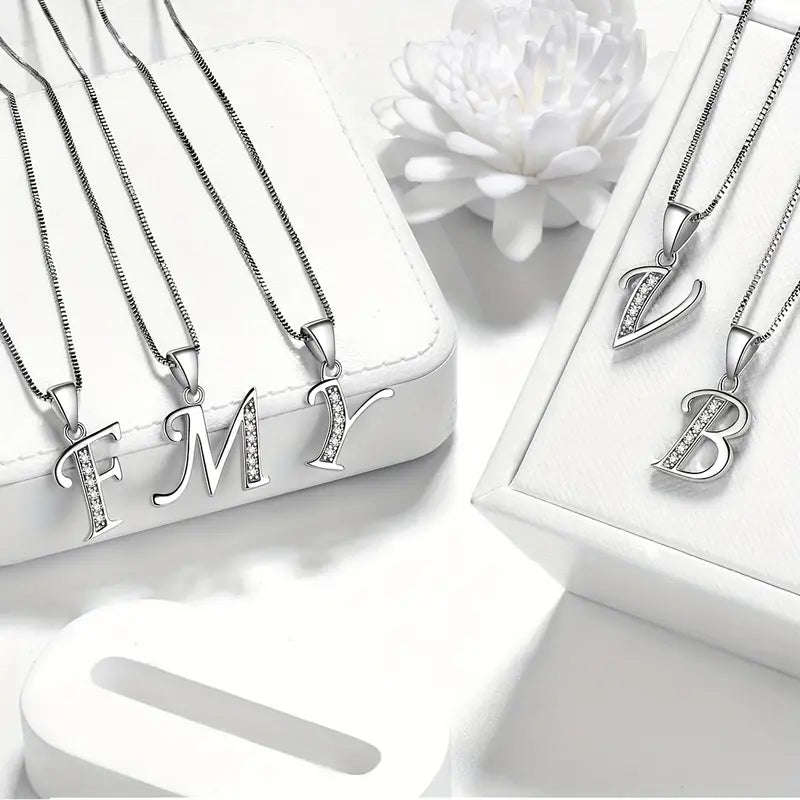 Aurora Tears Letter Necklace Initial 925 Sterling Silver