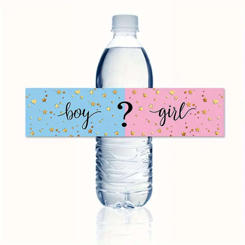 Gender Reveal Bottle Wrapping Stickers 10pc