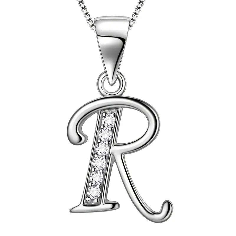 Aurora Tears Letter Necklace Initial 925 Sterling Silver