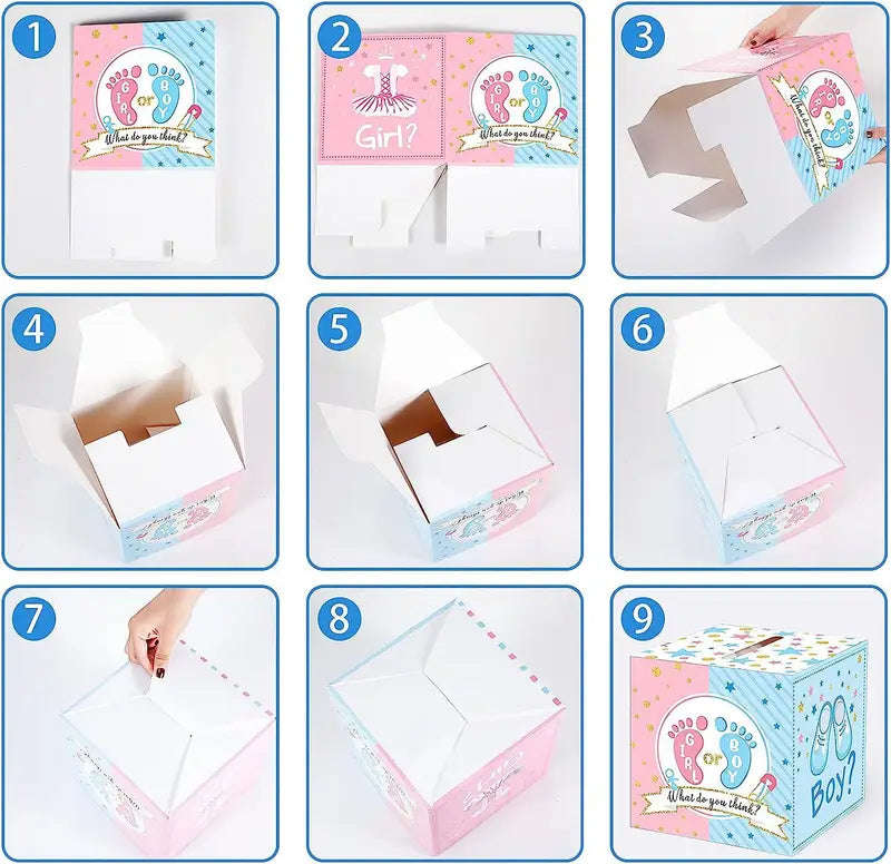 Gender Reveal Voting Box With 50 Pieces Ballot Cards