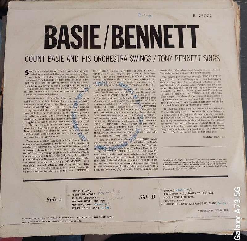 Basie/Bennett - Count Basie Swings/Tony Bennett Sing (G/VG)