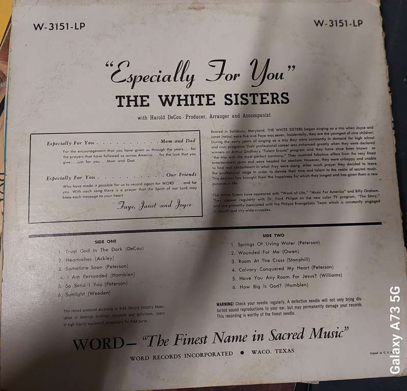 The White Sisters - Especially for you (G/VG)