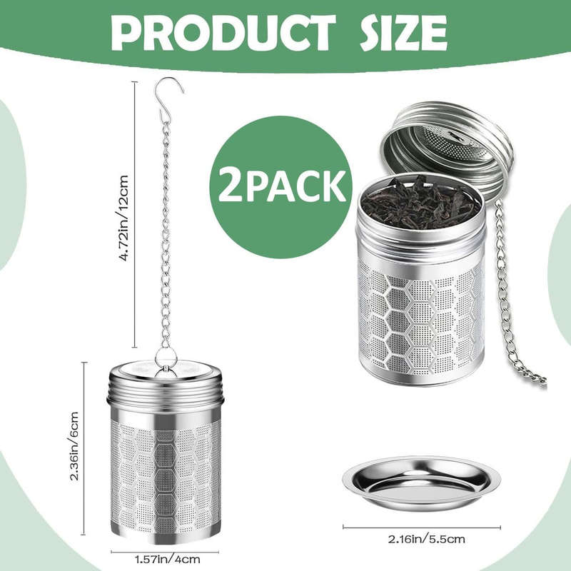 Stainless Steel Tea Strainers for Loose Tea Leaf, Mesh Tea Infuser - 2 Pack