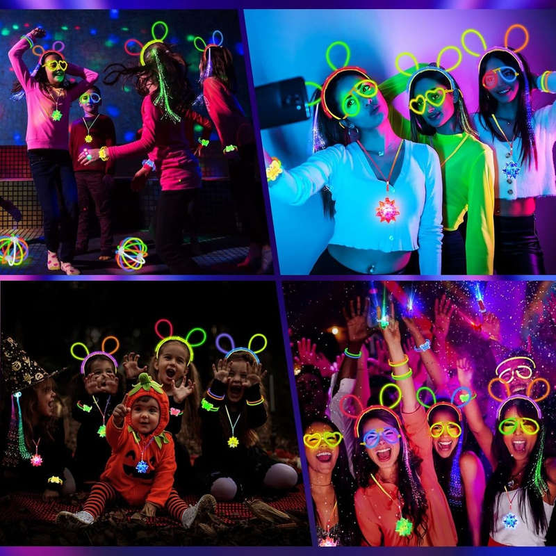 290 Pack Glow In The Dark Party Supplies Bulk LED Light Up Party Favor Toys