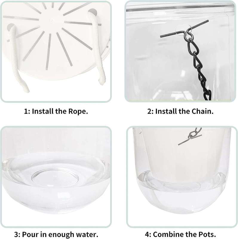 2 Pack Hanging Planters Flower Pots Indoor Outdoor- Clear Self Watering