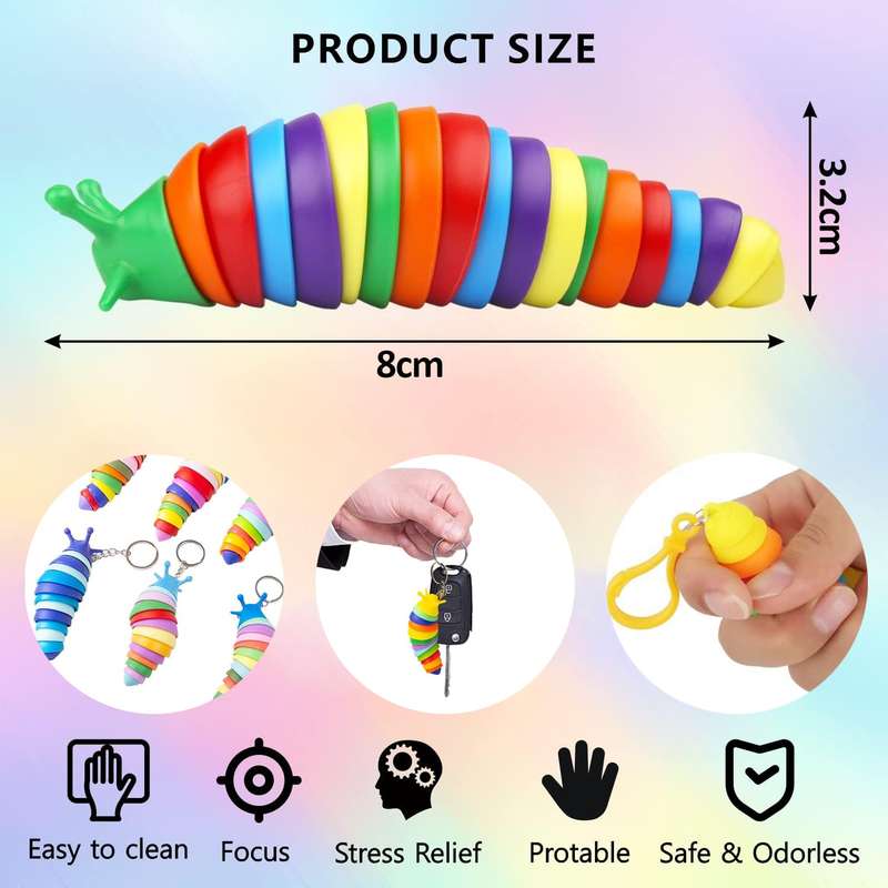 12-Piece Mini Fidget Toys Set | Anxiety Relief Slugs & Party Favors |