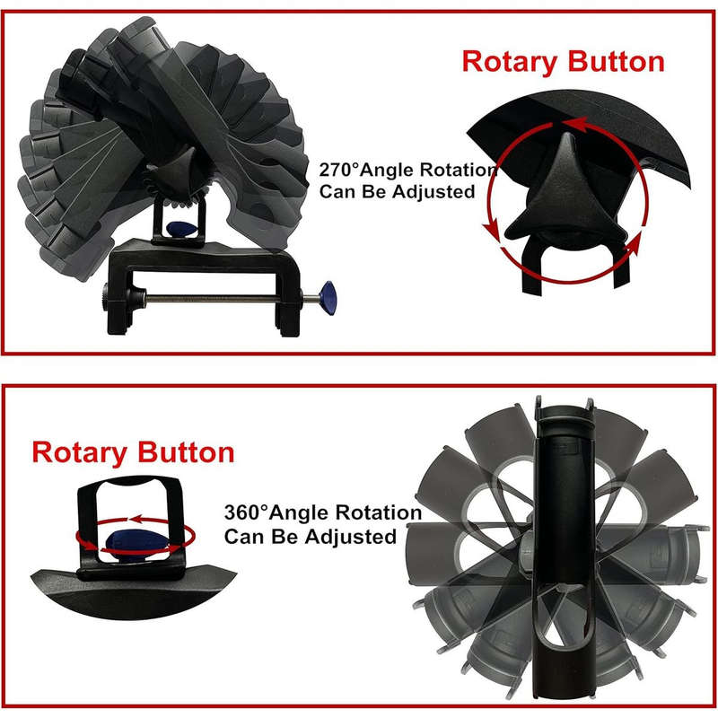 2 Pack Boat Fishing Rod Holders 360 Adjustable With Large Clamp Opening