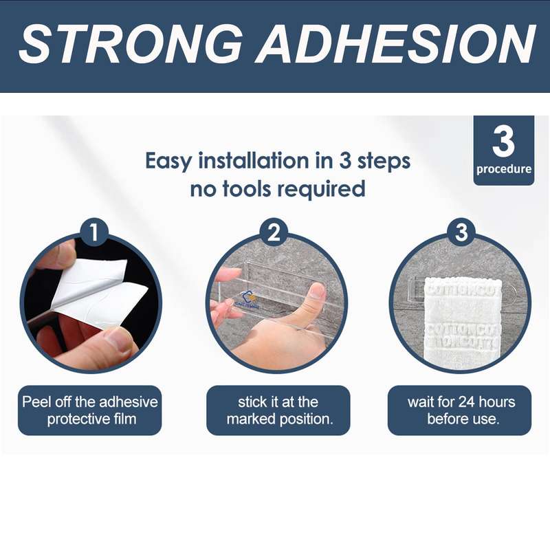 Adhesive Clear Acrylic Hand Towel Holder For Bathroom Kitchen Wall - 2 Pack