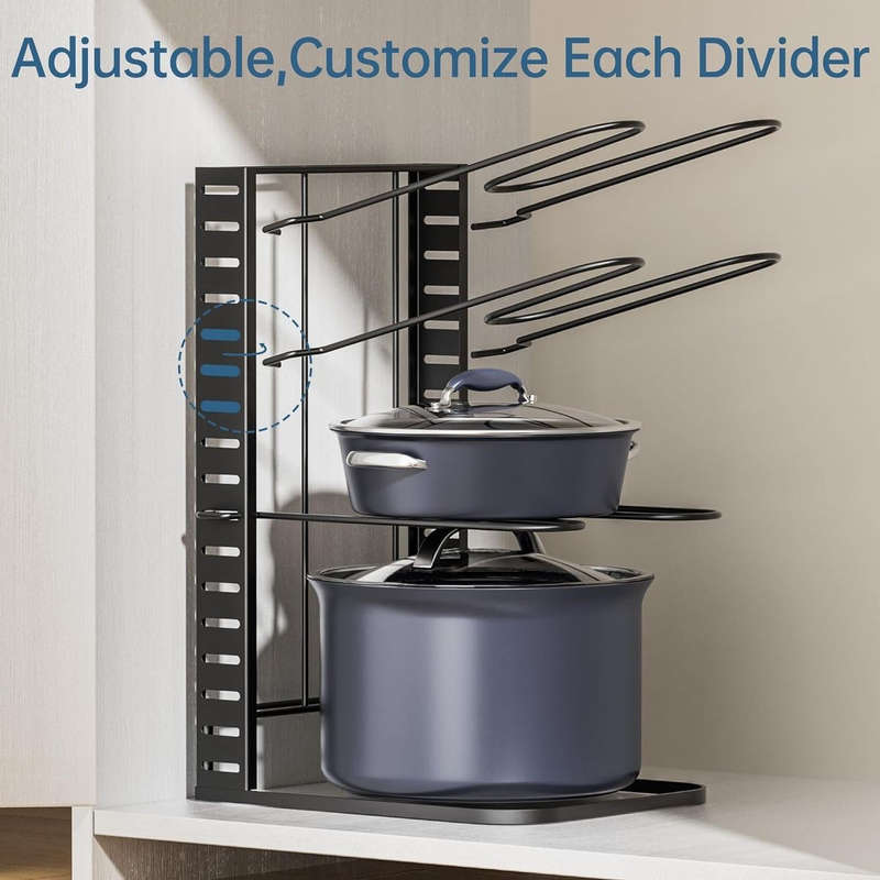 8 Tier Pot And Pan Organiser Rack Adjustable Under Or In Cabinet- 3 Methods