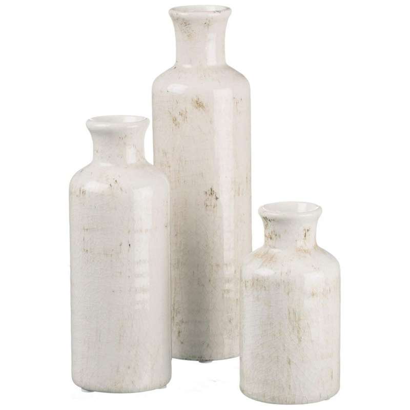 Ceramic Farmhouse Vase Set For Home Shelf Wedding Table Decor - 3 Piece