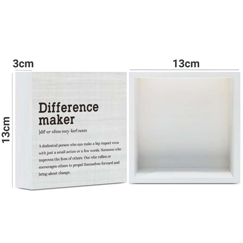 Wooden Box Decorative Sign Gift For Men Woman Home Office- Difference Maker