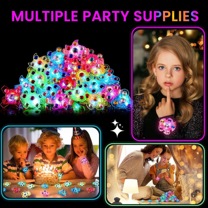 24 Pack LED Glow In The Dark Fidget Spinner Bracelets Party Favors Supplies