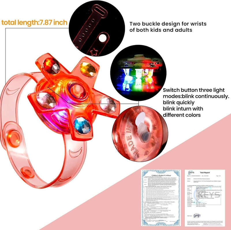 24 Pack LED Glow In The Dark Fidget Spinner Bracelets Party Favors Supplies