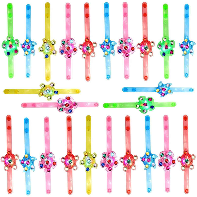 24 Pack LED Glow In The Dark Fidget Spinner Bracelets Party Favors Supplies