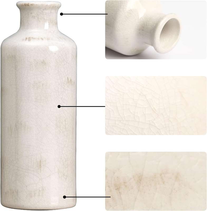 Ceramic Farmhouse Vase Set For Home Shelf Wedding Table Decor - 3 Piece