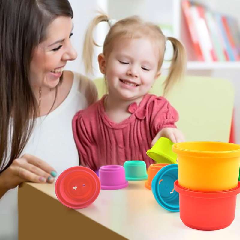 Cart in Mart 8 Pack Baby Stack & Count Stacking Cups Bath Montessori Educational Toy