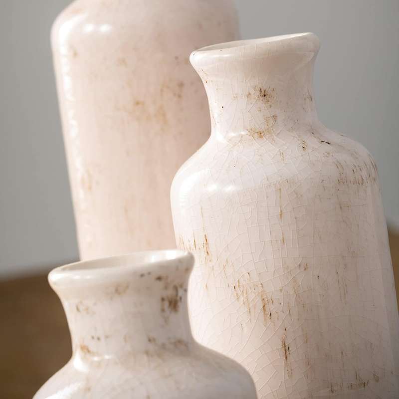 Ceramic Farmhouse Vase Set For Home Shelf Wedding Table Decor - 3 Piece
